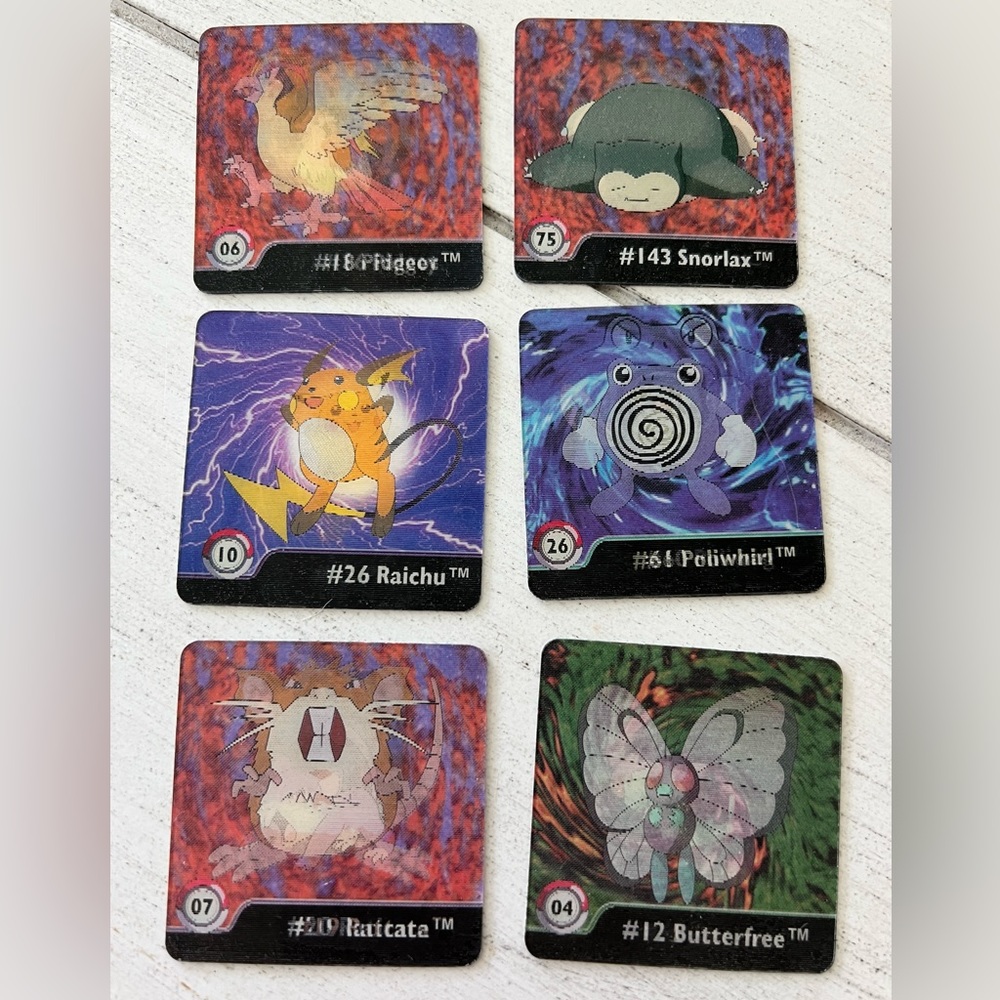 Set of 6 1998 Pokemon Flipz Artbox